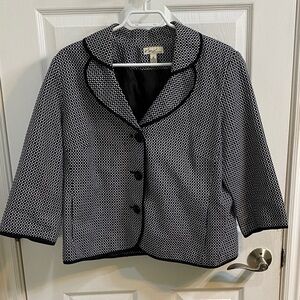 Kim Rogers Geometric Black and White Cropped Blazer Women’s Size 16 Fall Office